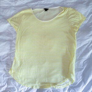 Ann Taylor Yellow & White Striped Top L